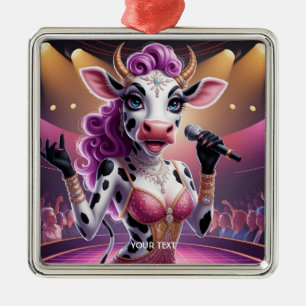 Ornement Carré Argenté Imaginaire Cute Superbe Vache Popstar