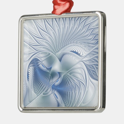 Ornement Carré Argenté Imaginaire dynamique tons bleus Abstraits Art frac (Gauche)
