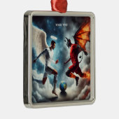 Ornement Carré Argenté Imaginaire Joli Étrange Match De Football (Droite)