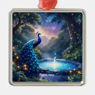 Ornement Carré Argenté Imaginaire mignon Nuit Poudre Peacock