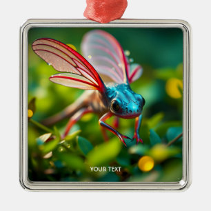 Ornement Carré Argenté Imaginaire Mignonne Axolotl Avec Ailes
