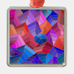 Ornement Carré Argenté Imaginaire Montagnes Vue du ciel