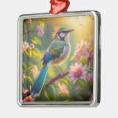 Ornement Carré Argenté Imaginaire Turquoise à ailes vert (Gauche)