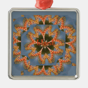 Ornement Carré Argenté Impression d'art Abstrait Giraffe