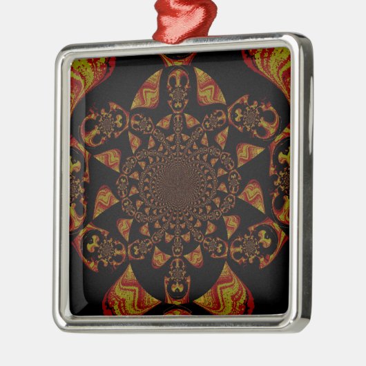 Ornement Carré Argenté Impression d'art Kaleidoscope crâne (Gauche)