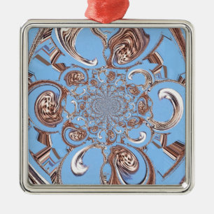 Ornement Carré Argenté Impression d'art Kaleidoscope vintage