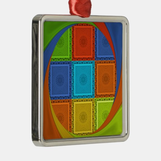 Ornement Carré Argenté Imprimer À damiers (Droite)