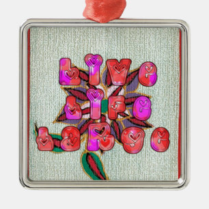 Ornement Carré Argenté Imprimer l'art "Live Life Large"