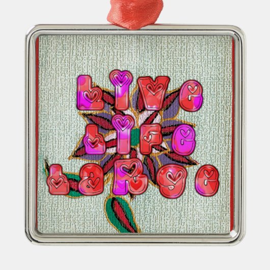 Ornement Carré Argenté Imprimer l'art "Live Life Large" (Devant)