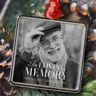 Ornement Carré Argenté In Love Memory Modern Elegant Photo Memorial