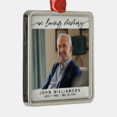 Ornement Carré Argenté In Loving Memory Simple Script Tribute Photo (Droite)