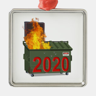Ornement Carré Argenté Incendie du Dumpster 2020