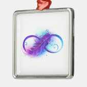 Ornement Carré Argenté Infinity with purple feather (Gauche)