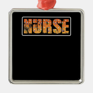 Ornement Carré Argenté Infirmière Cadeau Halloween avec Citrouille Spider