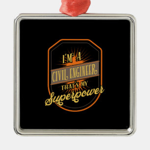 Ornement Carré Argenté Ingénieur civil