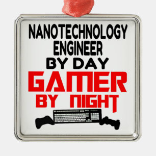 Ornement Carré Argenté Ingénieur en nanotechnologie Gamer