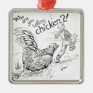 Ornement Carré Argenté Inktober 2018 Jour 5 - Poursuite de poulet