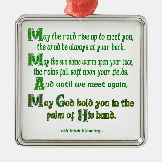 Ornement Carré Argenté Irish Blessing May the Road Rise to Meet You (Devant)