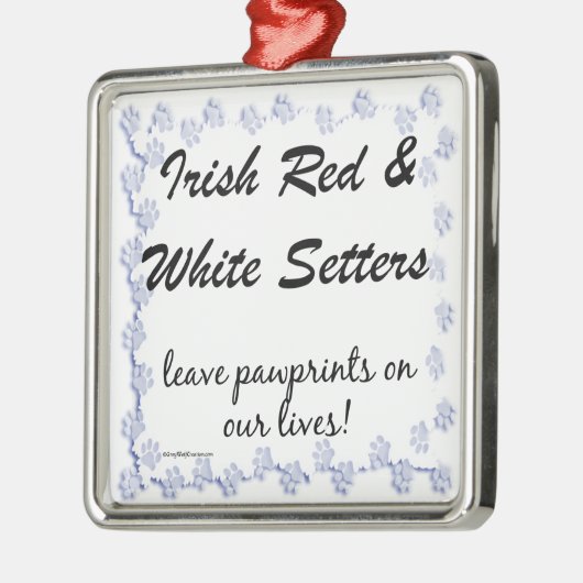 Ornement Carré Argenté Irish Setters laisse des empreintes (Gauche)