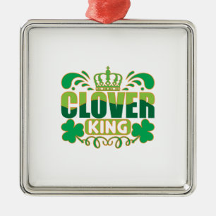Ornement Carré Argenté Irlandais Clover King