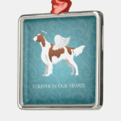 Ornement Carré Argenté Irlandais rouge et blanc Setter Pet Memorial Chien (Gauche)