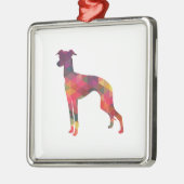 Ornement Carré Argenté Italian Greyhound Geo Pattern Silhouette (Gauche)