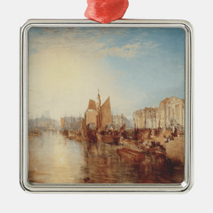 Ornement Carré Argenté J.M.W. Turner : Port de Dieppe Beaux-arts romantiq