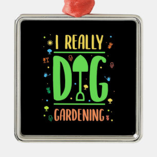 Ornement Carré Argenté J'Ai Vraiment Creusé Le Jardin