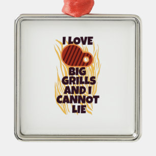 Ornement Carré Argenté J'aime les grosses grillades et je ne peux pas men
