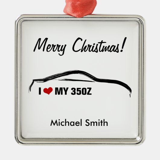 Ornement Carré Argenté J'aime mon 350z (Devant)