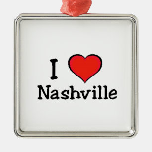 Ornement Carré Argenté J'aime Nashville