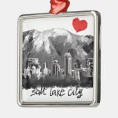 Ornement Carré Argenté J'aime Salt Lake City (Gauche)
