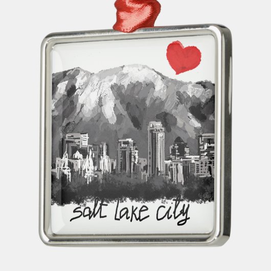 Ornement Carré Argenté J'aime Salt Lake City (Gauche)