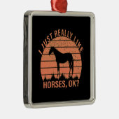 Ornement Carré Argenté J'aime vraiment les chevaux en Tangerine orange (Droite)