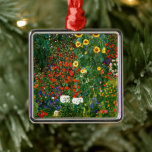 Ornement Carré Argenté Jardin agricole avec tournesol par Gustav Klimt Me<br><div class="desc">Jardin agricole avec tournesols,  célèbre peinture de Gustav Klimt</div>