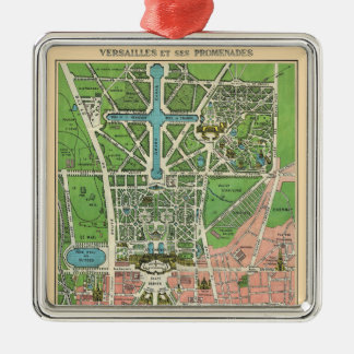 Ornement Carré Argenté Jardins de Versailles, Restauré Noël Vintage