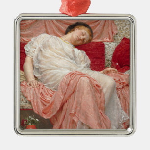 Ornement Carré Argenté Jasmine (Belle Jeune femme qui dort)