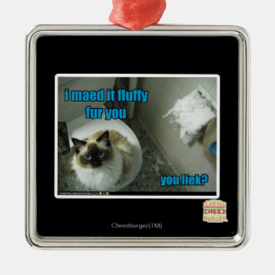 Ornement Carré Argenté Je maed le fourrure pelucheuse vous