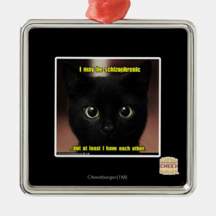 Ornement Carré Argenté Je peux être schizophrène