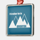 Ornement Carré Argenté Je préférerais être à Brighton Utah Mountain (Gauche)