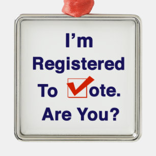 Ornement Carré Argenté Je suis inscrit au vote 2026