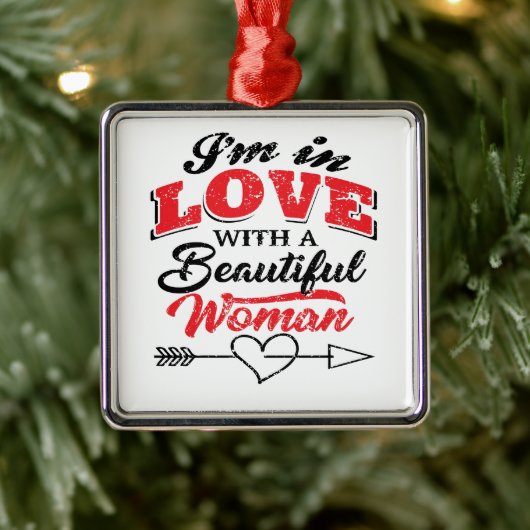 Ornement Carré Argenté Je T'Aime (Arbre)