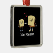 Ornement Carré Argenté Je t'aime maman (Droite)