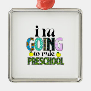 Ornement Carré Argenté Je Vais Diriger L'École Préscolaire