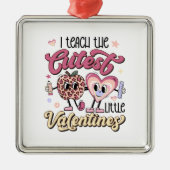 Ornement Carré Argenté J'Enseigne Les Petites Valentines Les Plus Cuttes (Devant)
