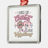 Ornement Carré Argenté J'Enseigne Les Petites Valentines Les Plus Cuttes (Gauche)