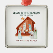 Ornement Carré Argenté Jésus est la raison de la saison Aquarelle (Devant)