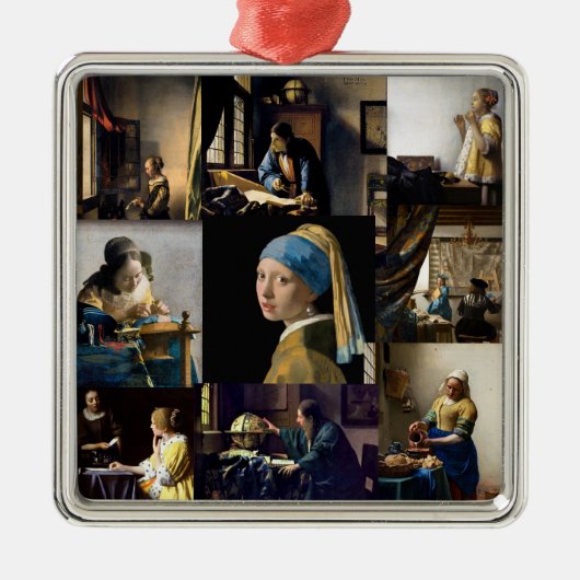 Ornement Carré Argenté Johannes Vermeer - Patchwork de chefs-d'oeuvre (Devant)