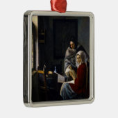 Ornement Carré Argenté Johannes Vermeer - Une fille interrompue à sa musi (Droite)