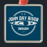 Ornement Carré Argenté John Day River Oregon Kayaking<br><div class="desc">Le fleuve John Day en Oregon est le deuxième fleuve à écoulement libre le plus long du continent américain et le plus long affluent non endommagé du fleuve Columbia.</div>